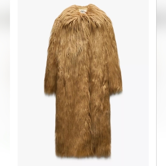 Zara Limited Edition Faux Fur Long Coat Sz-XS-S - Picture 1 of 12